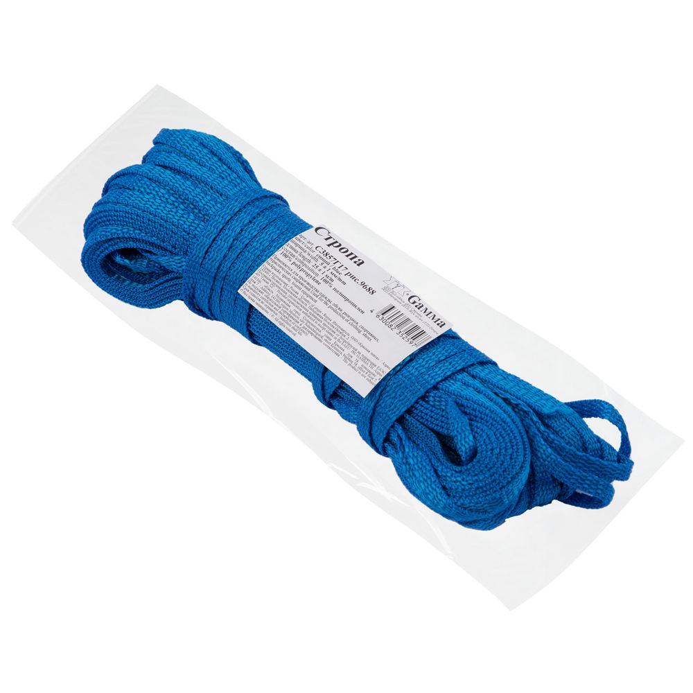 Стропа (ременная лента) 5 мм / 25 метров, толщ. 1.25 мм, [5.6 г/пог.м], 100% п/п, синий, рис.9688, Gamma С3857Г17
