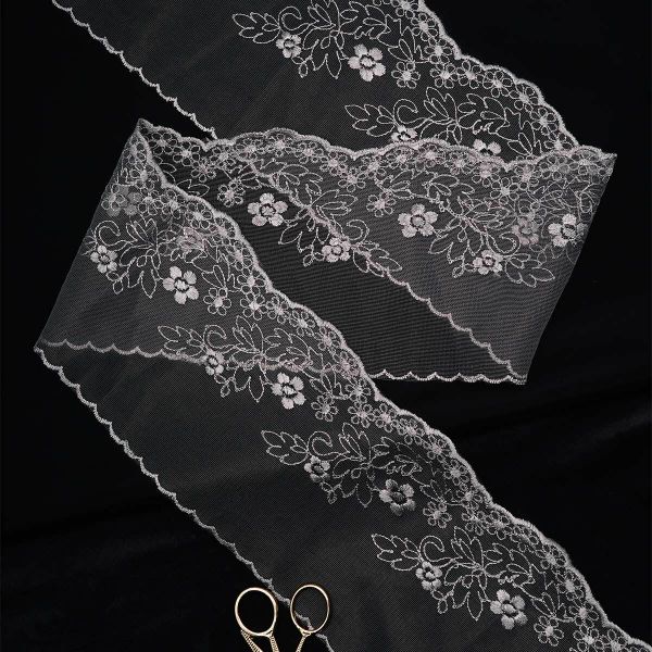 Кружево на сетке 140 мм / 13.72 метра, серый, 3AR3745