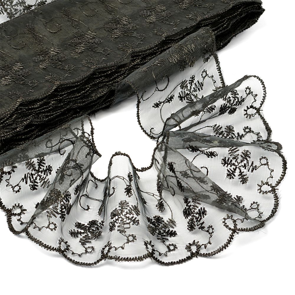 Кружево капроновое 65 мм / 13.7 м, 30011 цв.039 черный, Kruzhevo