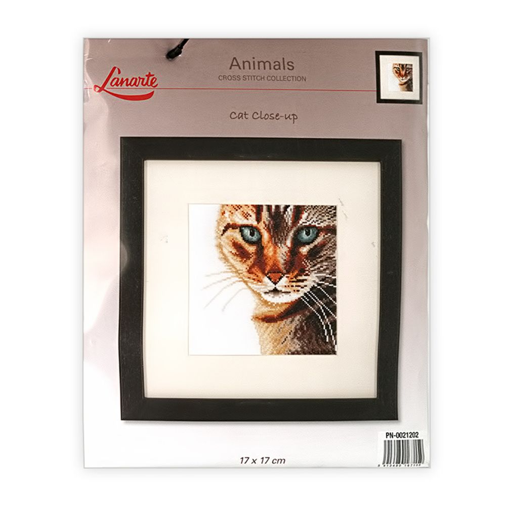 Набор для вышивания нитками Lanarte, Взгляд кота 17х17 см