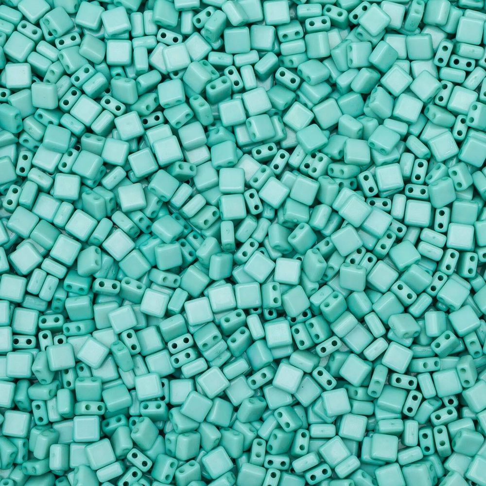 Бусины пластик 6х6х3 мм, 50 г, с двойным отверстием, плоский квадрат, 2 мятный, Astra&Craft 7429