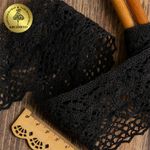 Кружево вязаное (тесьма) 50 мм / 10м, 6368 цв.03 черный, Kruzhevo