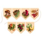 Набор для вышивания нитками МП Студия, на фетре Осенняя гирлянда бежевая (7 флажков) 10х7см