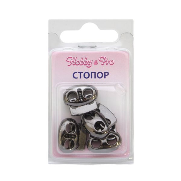 Фиксатор (зажим) для шнура металл плоский 2 отв. 17х15.5 мм, ⌀4,5 мм, 4 шт, металл, Hobby&Pro, чер.никель