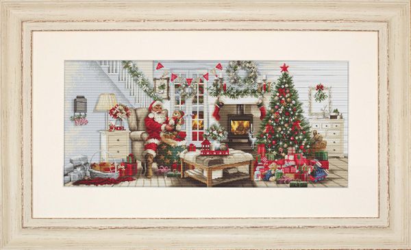 Набор для вышивания нитками Luca-S, Интерьер у Санты Клауса, 65х29 см