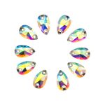 Хрустальные стразы пришивные формы капля белый с покрытием AB 7х12 мм 10 шт/упак., ХК002НН712