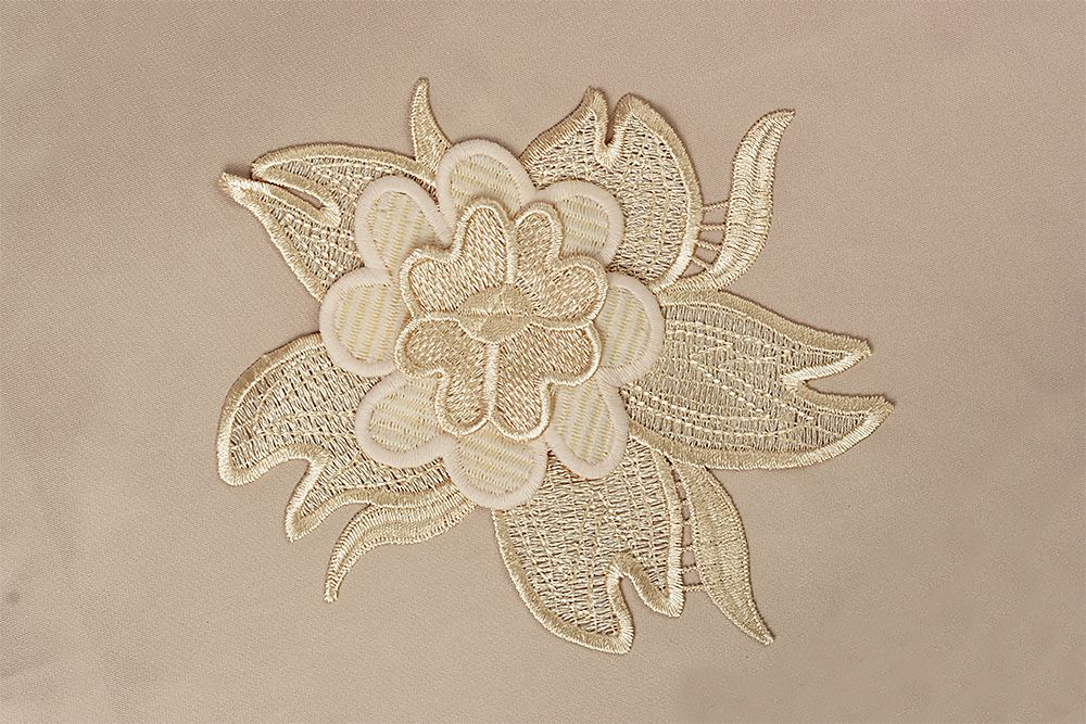 Пришивная кружевная аппликация с цветами арт.TY.HTEX.15.4 190х155мм цв.светлое золото уп.5 шт, Kruzhevo