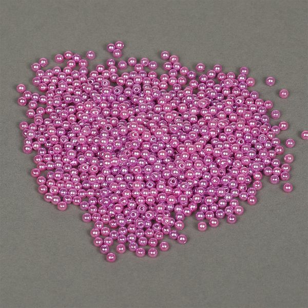 Бусины пластик (перламутр) ⌀4 мм, цв.093 т.сиреневый, уп.500г (15000 шт), Magic4Hobby