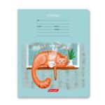 Тетрадь ученическая школьная, выборочный лак, A5+ 18 л. на скобе 65 г/м², белизна 100%, 20 шт, клетка, 000706 Жизнь кота Абрикоса, Светоч 18ТЕТк-003