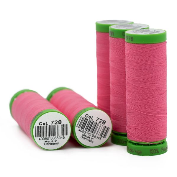 Нитки для тонких тканей Gutermann Extra Fine 150, 200м, 728 французский розовый, 5 катушек