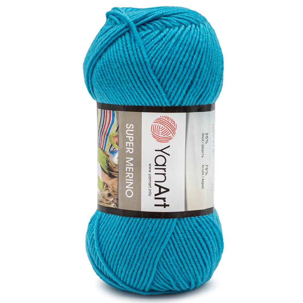 Пряжа YarnArt (ЯрнАрт) Super Merino / уп.5 мот. по 100 г, 300м, 235 бирюза