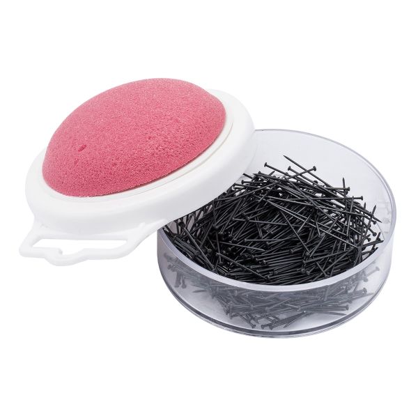 Булавки-гвоздики портновские 30х0.60 мм, металл, цв. черный, 25г в боксе с игольницей, Pony, 24510