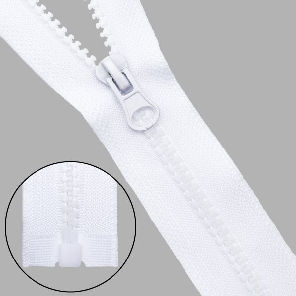 Молния трактор Т5 (5 мм) 1 зам., разъем., 55 см, 501 белый, 10 шт