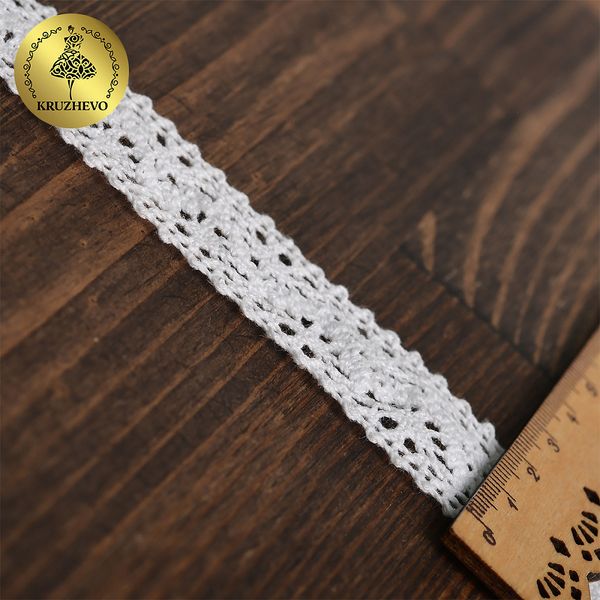 Кружево вязаное (тесьма) 25 мм, диз. 297, цв.02 белый, уп. 25 м, Kruzhevo