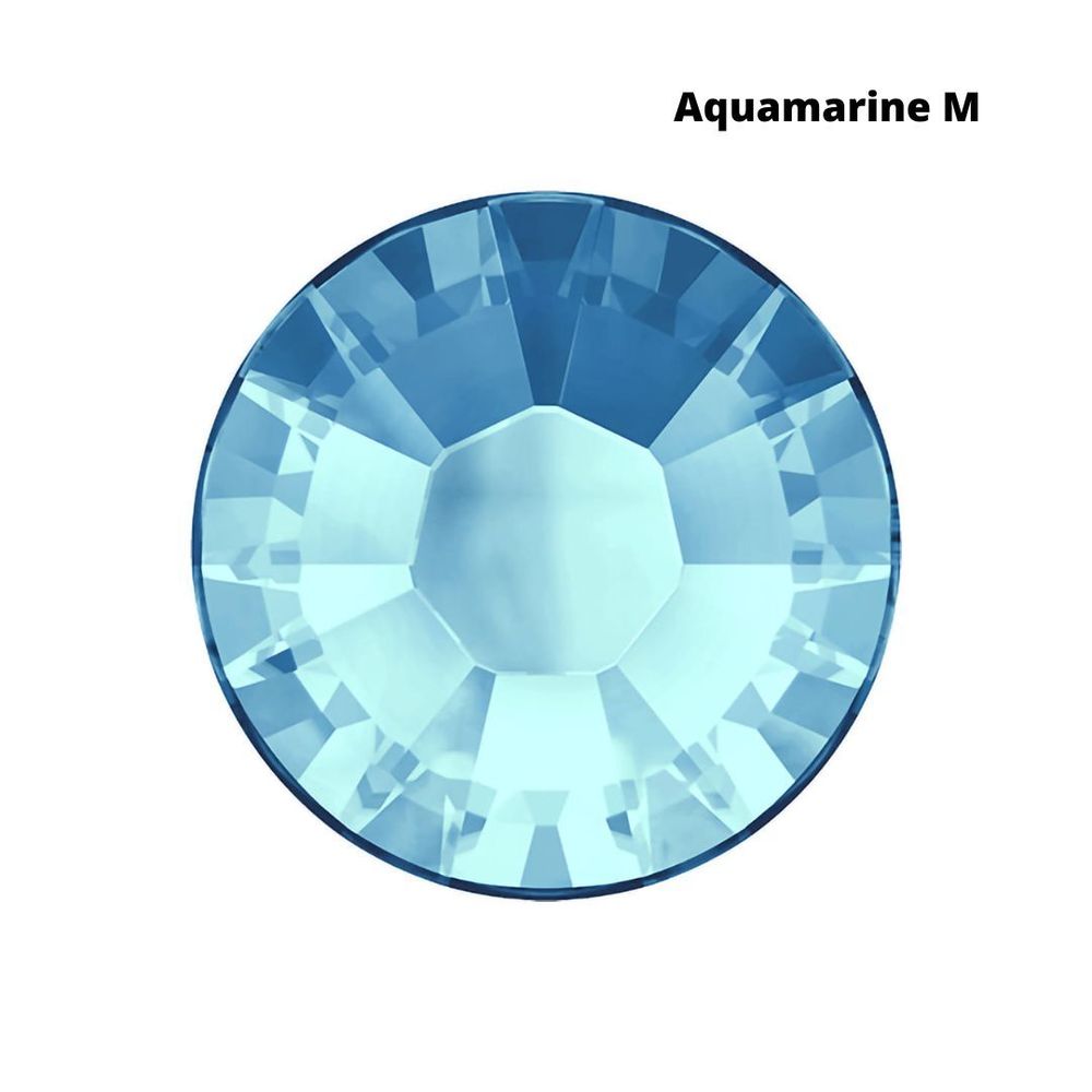 Стразы Swarovski клеевые плоские 2028HF, ss 6 (2 мм), Aquamarine M, 144 шт