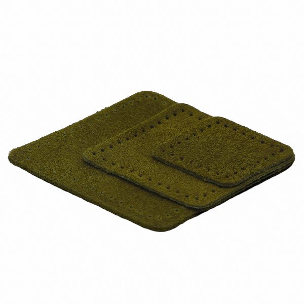 Набор заплаток пришивных из замши, ромб 4х5,6см, 6х8,4см, 8х11,2см, с перфорацией, 3 шт (33 хаки), 59405