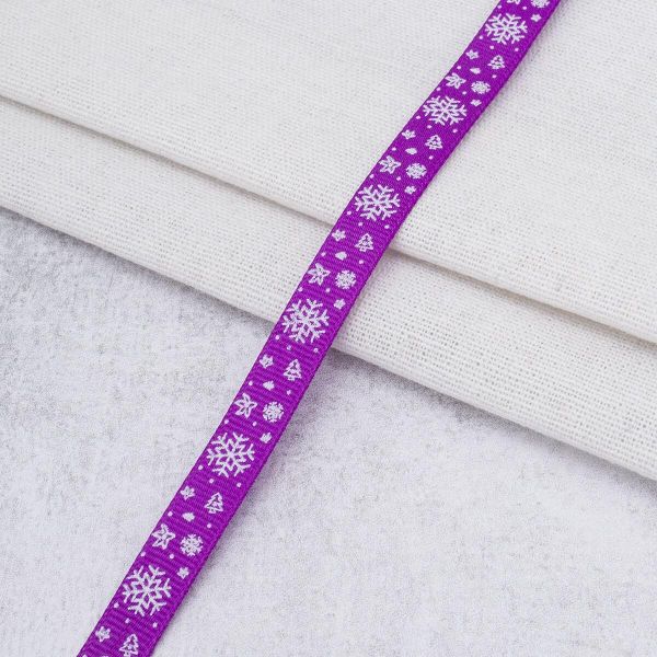 Лента репсовая (в рубчик) с рисунком 10.0 мм / 45.72 метра, НГ 1051, цв. фиол., 24423