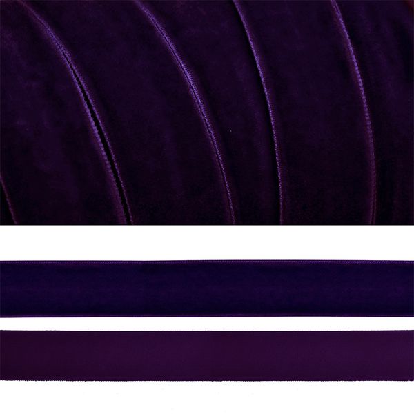 Лента бархатная (тесьма) 20.0 мм / 20±1 метров, нейлон, т.фиолетовый