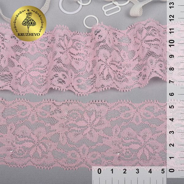 Кружево эластичное (стрейч) 55 мм, 238, цв.04 розовый уп. 25 м, Kruzhevo