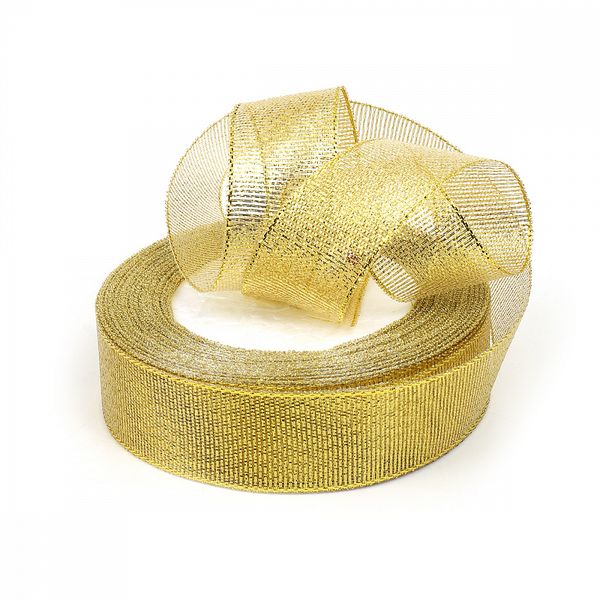 Лента металлизированная 25.0 мм / 22.85±1 метра, цв. золото, Magic4Hobby, упак. 4 шт