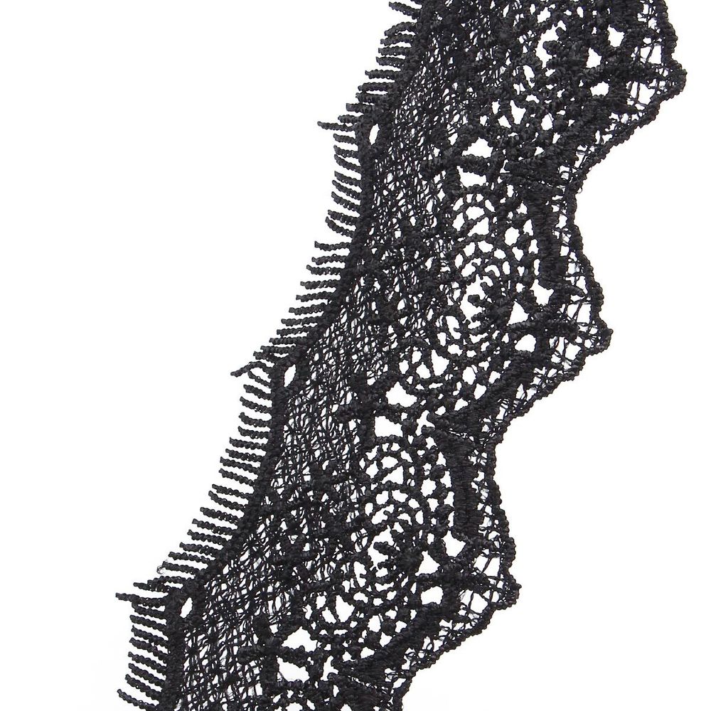 Кружево гипюр (плетёное) 72 мм / 3 метра, C580 черный