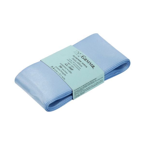 Лента атласная 1-сторонняя 50.0 мм / 5 шт по 5.4 метра, №049 голубой, Gamma AL-50P