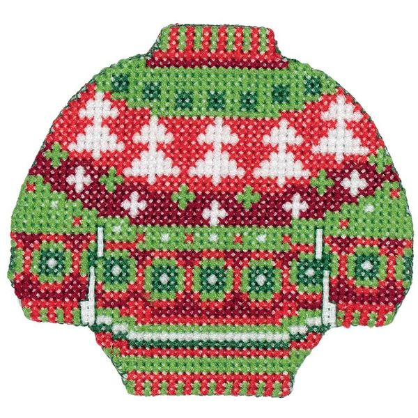 Набор для вышивания нитками Klart, Свитер с елками, 9х8 см
