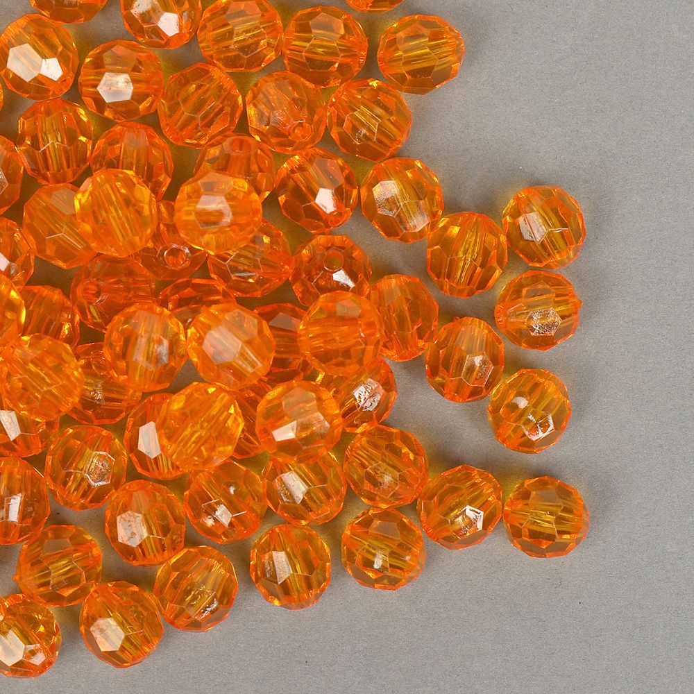 Бусины акрил ⌀10 мм, цв.22 оранжевый, уп.500 г, Magic4Hobby
