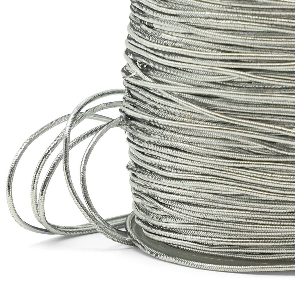 Резинка шляпная (шнур эластичный) ⌀1.0 мм / 100 метров, 0370-6100, металлизированный, серебро