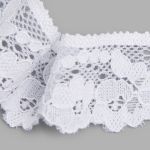 Кружево эластичное (стрейч) 30 мм, белый, 15 м