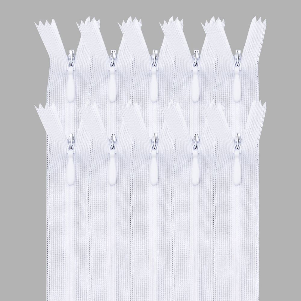 Молния потайная (скрытая) Т3 (3 мм) 1 зам., н/раз., 30 см, бел, 31251 / 30, 10 шт