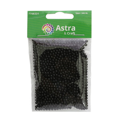 Бусины пластик (жемчуг) ⌀3 мм, 20 г, Astra&Craft, 046 NL черный