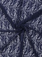 Ткань кружевная гипюр стрейч 160 г/м², ш.150см, арт.SZ031636 цв.142 темно-синий, уп.25м