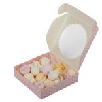 Коробка с окном для печенья 11.5х11.5х3 см, №1 Горошек розовый, S-Chief CBC-015