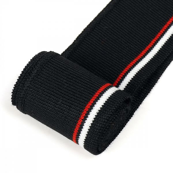 Подвяз (довяз) трикотажный 3.5х80 см, черный с белыми и красной полосами, 100% п/э, 2 штуки