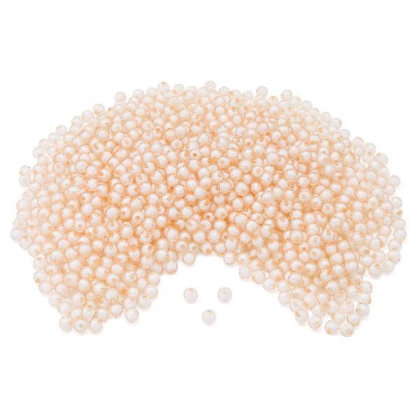 Бусины акрил ⌀10 мм, 500 г, цвет. с белой сердц., круглые часто гран., 35 бежевый, Astra&Craft LY-163