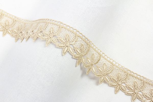 Кружево гипюр (плетёное) 40 мм / 10 м, под лен, Gamma GGM-4005