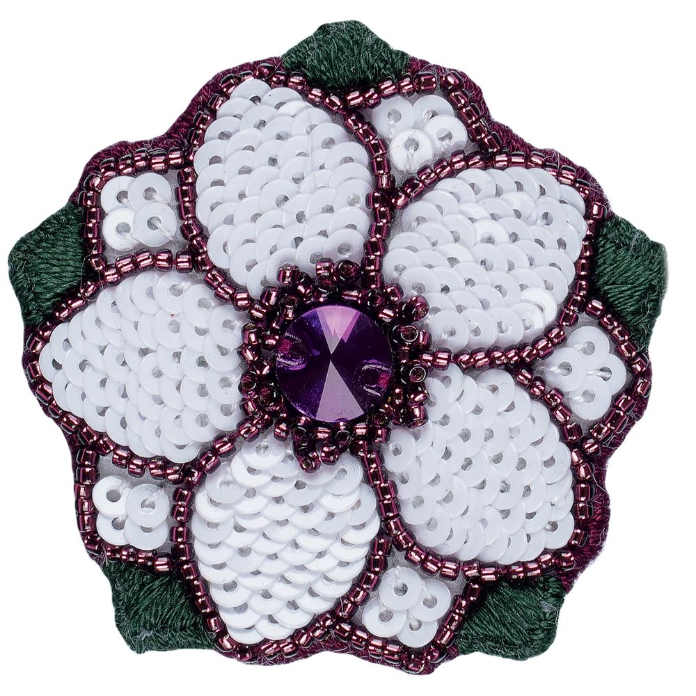 Набор для вышивания бисером Klart, Брошь. Анемон, 4.5х4.5 см