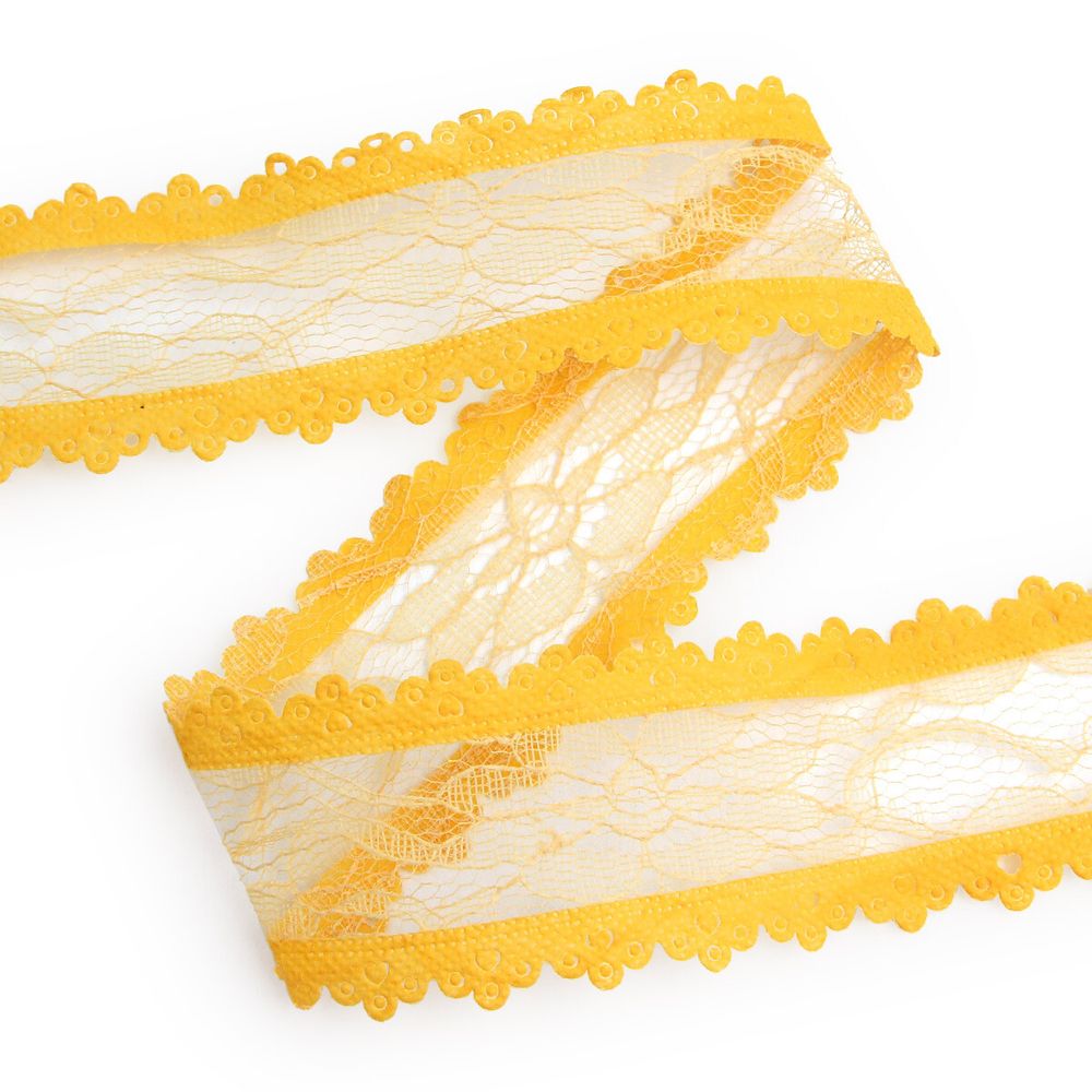 Тесьма отделочная ажурная 50 мм, 25 м, (04 желтый)
