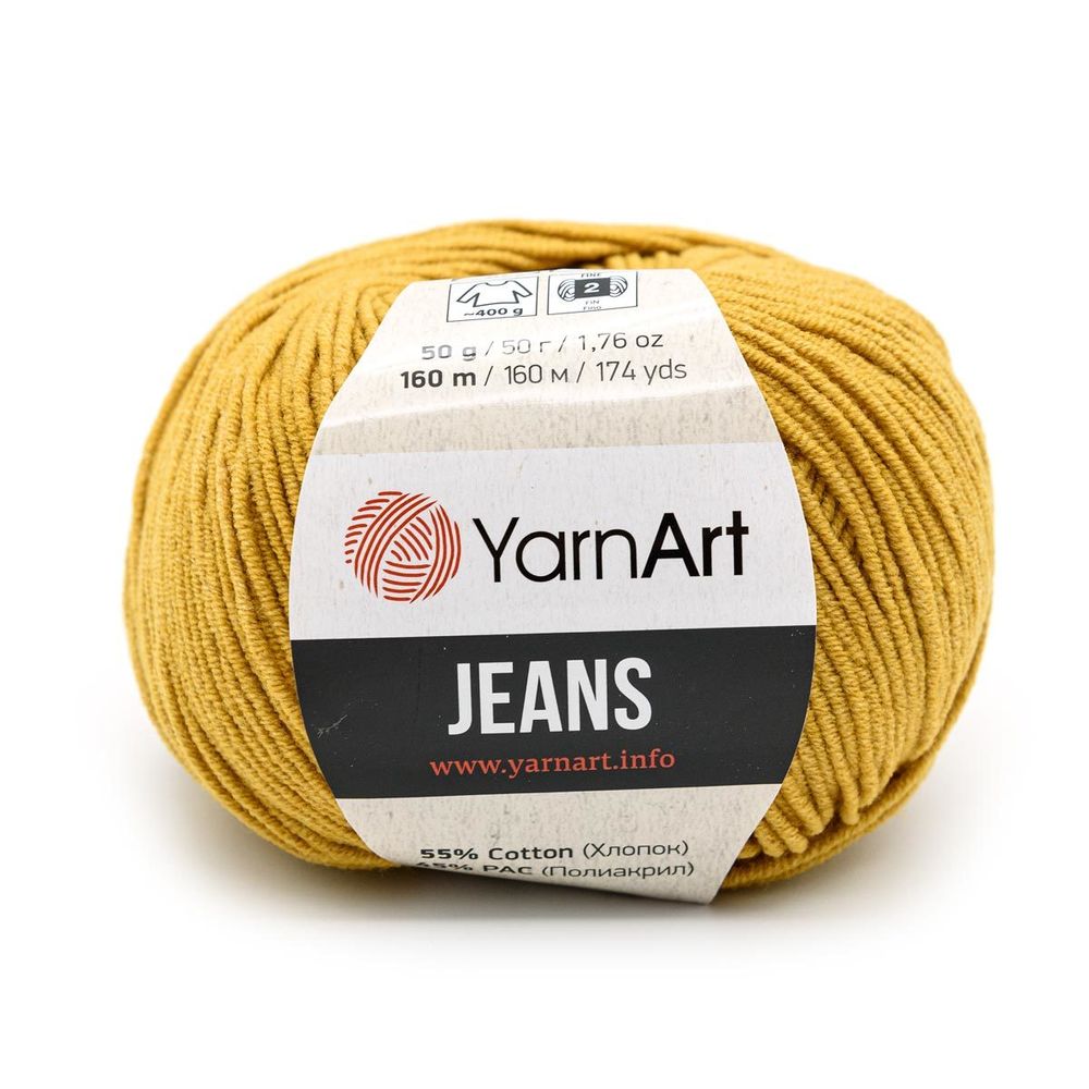 Пряжа YarnArt (ЯрнАрт) Jeans / уп.10 мот. по 50 г, 160м, 84 горчичный