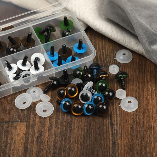 Набор глаз в органайзере винтовые пластик d16мм 48 шт с фикс №3