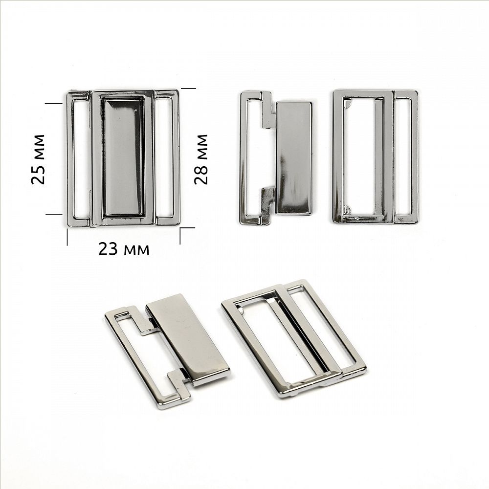 Пряжка-застежка для купальников металл 25.0 мм, 123SW цв.никель уп.10 шт