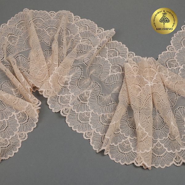 Кружево бельевое эластичное 195 мм / 3 м, 8034 цв.L168 серебристый пион, Kruzhevo