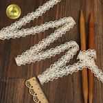 Кружево вязаное (тесьма) 15 мм / 10 метров, D1010, тонкая нить, цв.02 молочный, Kruzhevo