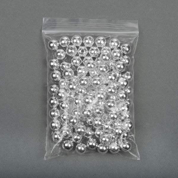 Бусины пластик ⌀10 мм, цв.серебро уп.50 г, Magic4Hobby