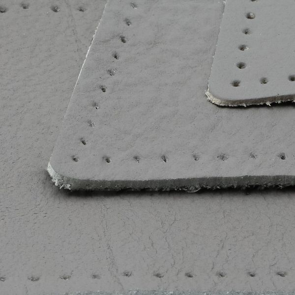 Набор заплаток пришивных из кожи, ромб 4х5,6см, 6х8,4см, 8х11,2см, с перфорацией, 3 шт (07 серый), 9405