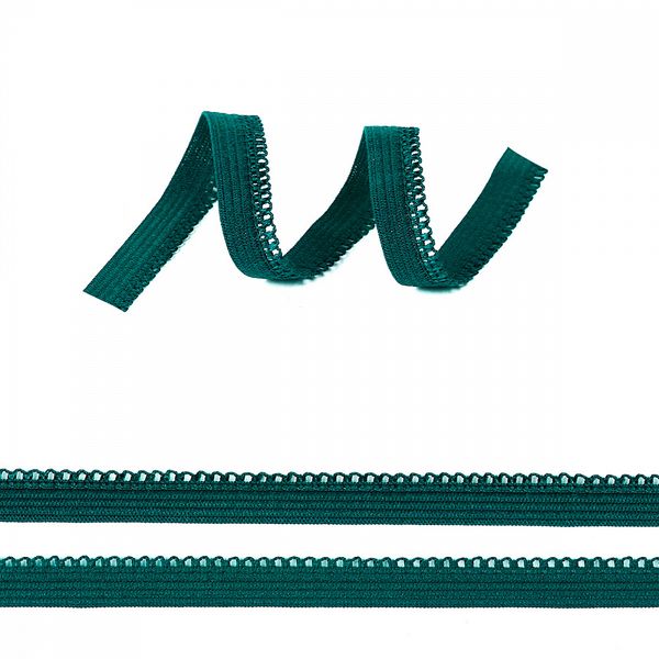 Резинка бельевая (ажурная) 10.0 мм / 1000 метров, RB03 изумрудно-синий F222