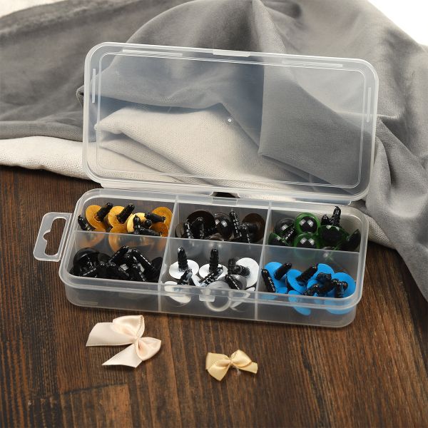 Набор глаз в органайзере винтовые пластик d16мм 48 шт с фикс №3