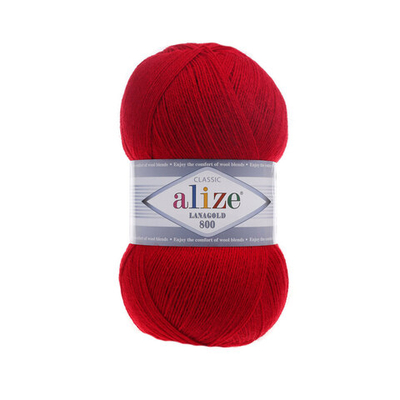 Пряжа Alize (Ализе) Lana Gold 800 / уп.5 мот. по 100 г, 800м, 390 вишня A