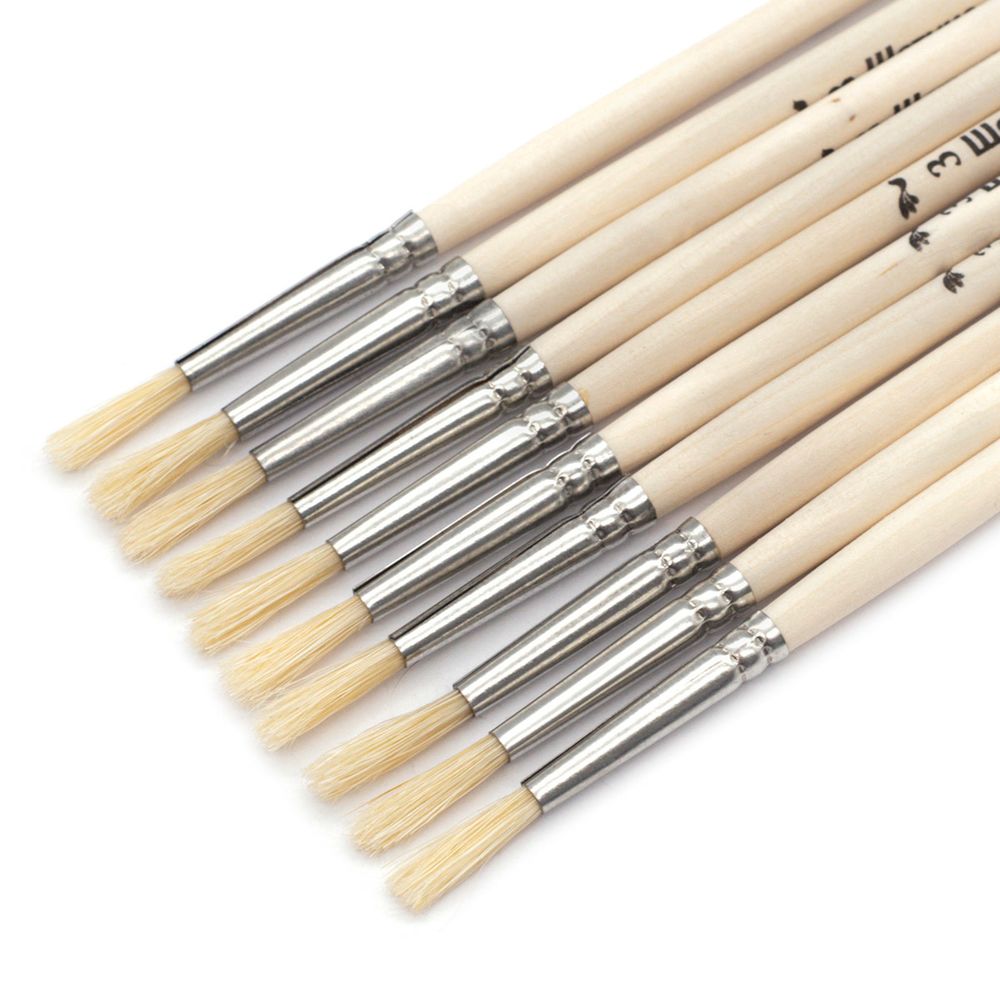 Кисть щетина школьная круглая №3,10 шт